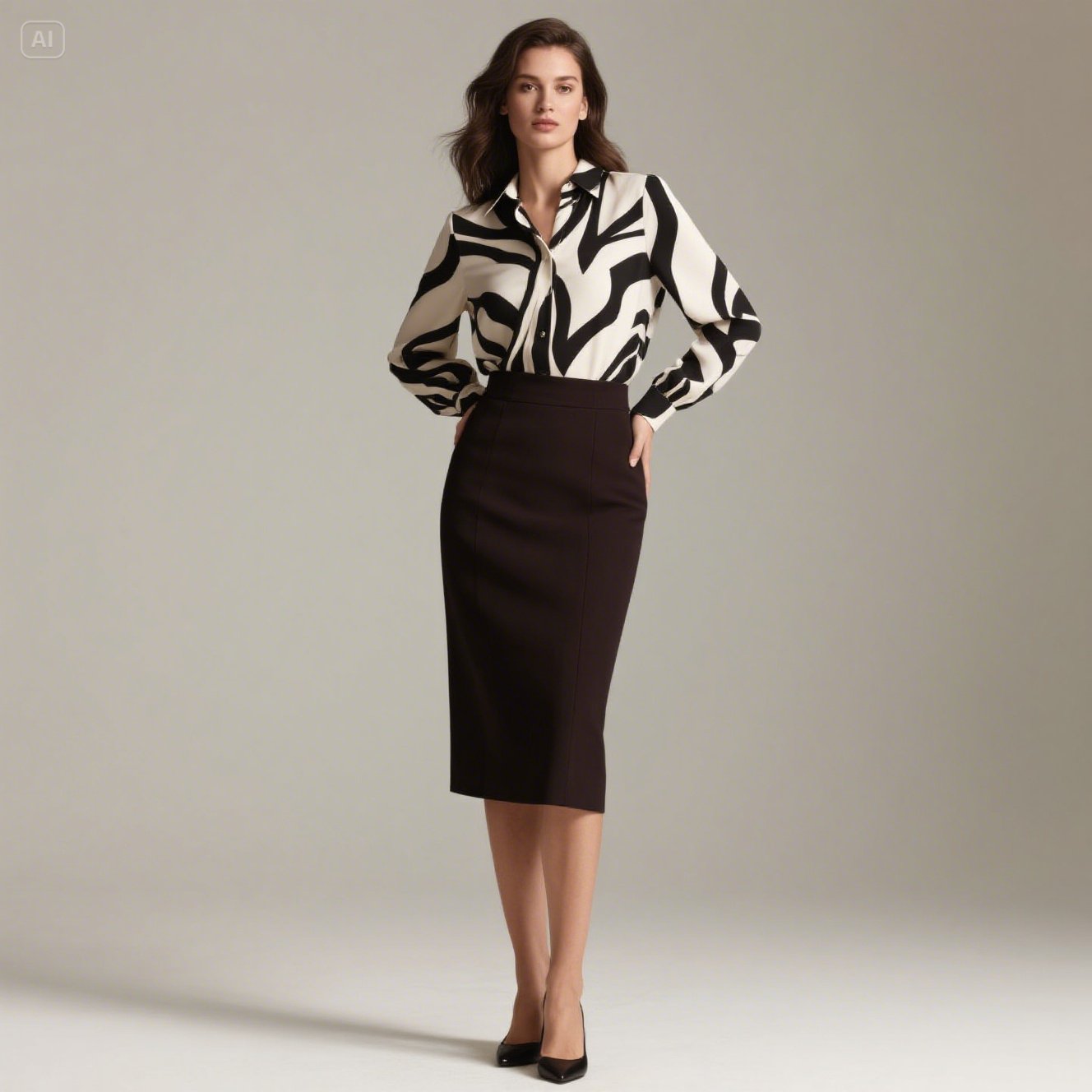 Statement Blouse & Pencil Skirt