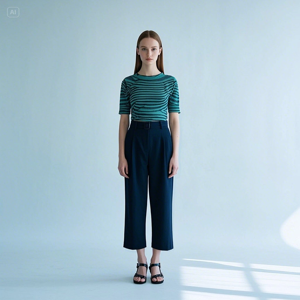 Striped Top + Cropped Pants