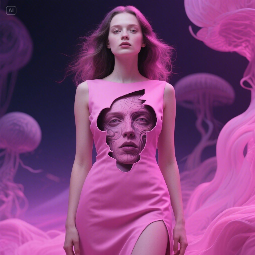 Surrealist Face Cut-Out Dress