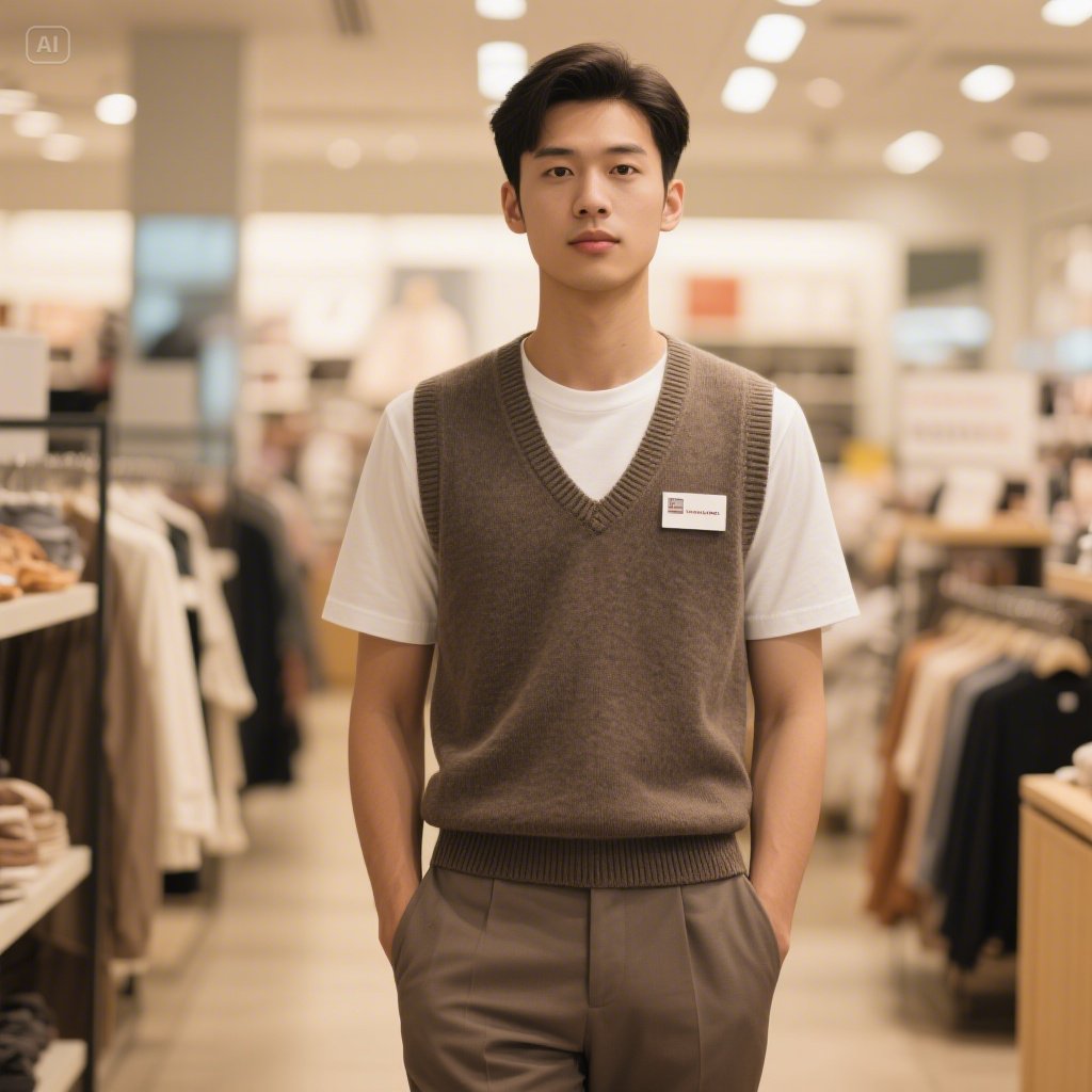 Sweater Vest + White Tee + Slacks