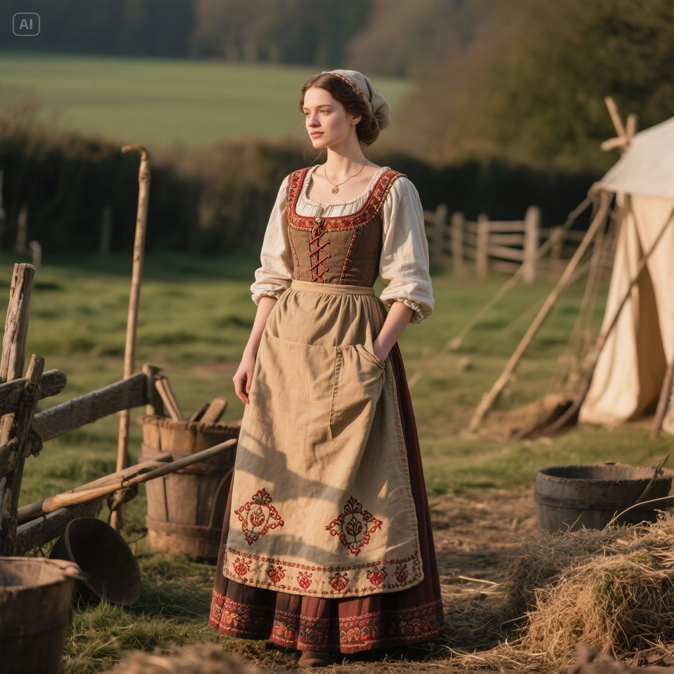 Tudor Peasant Dress with Apron