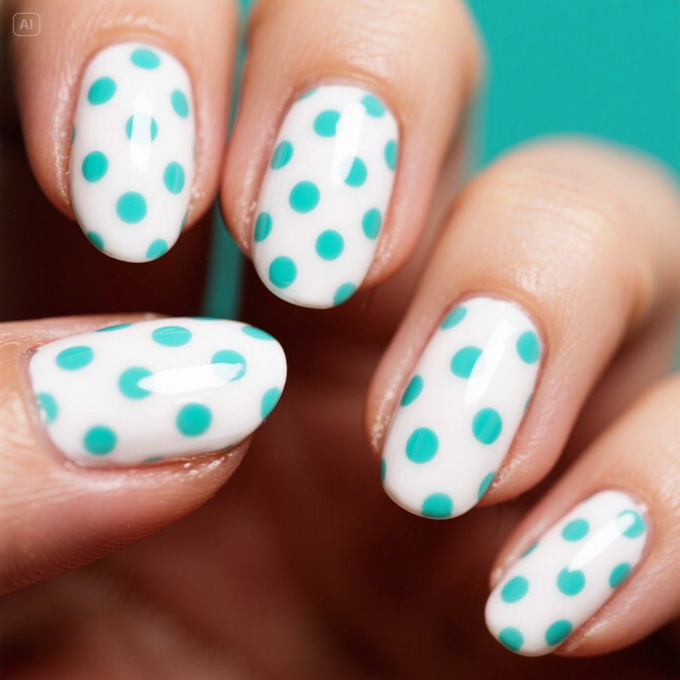 Turquoise Dots on White