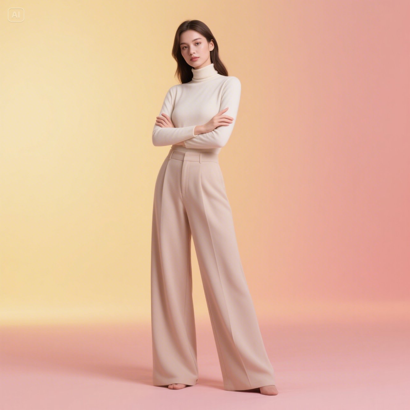 Turtleneck & Wide-Leg Pants