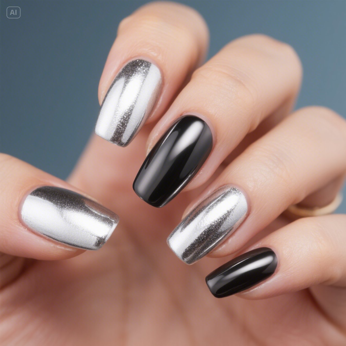 Two-Tone Chrome Nails