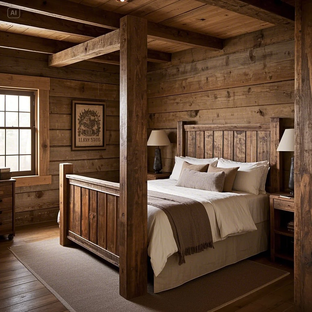 Use Reclaimed Wood Accents Western Bedroom Ideas