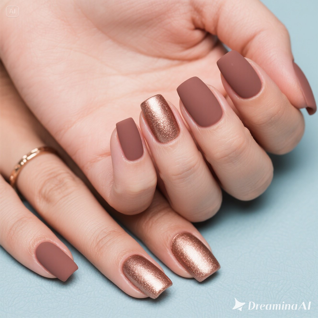 Matte Rose Gold Nails