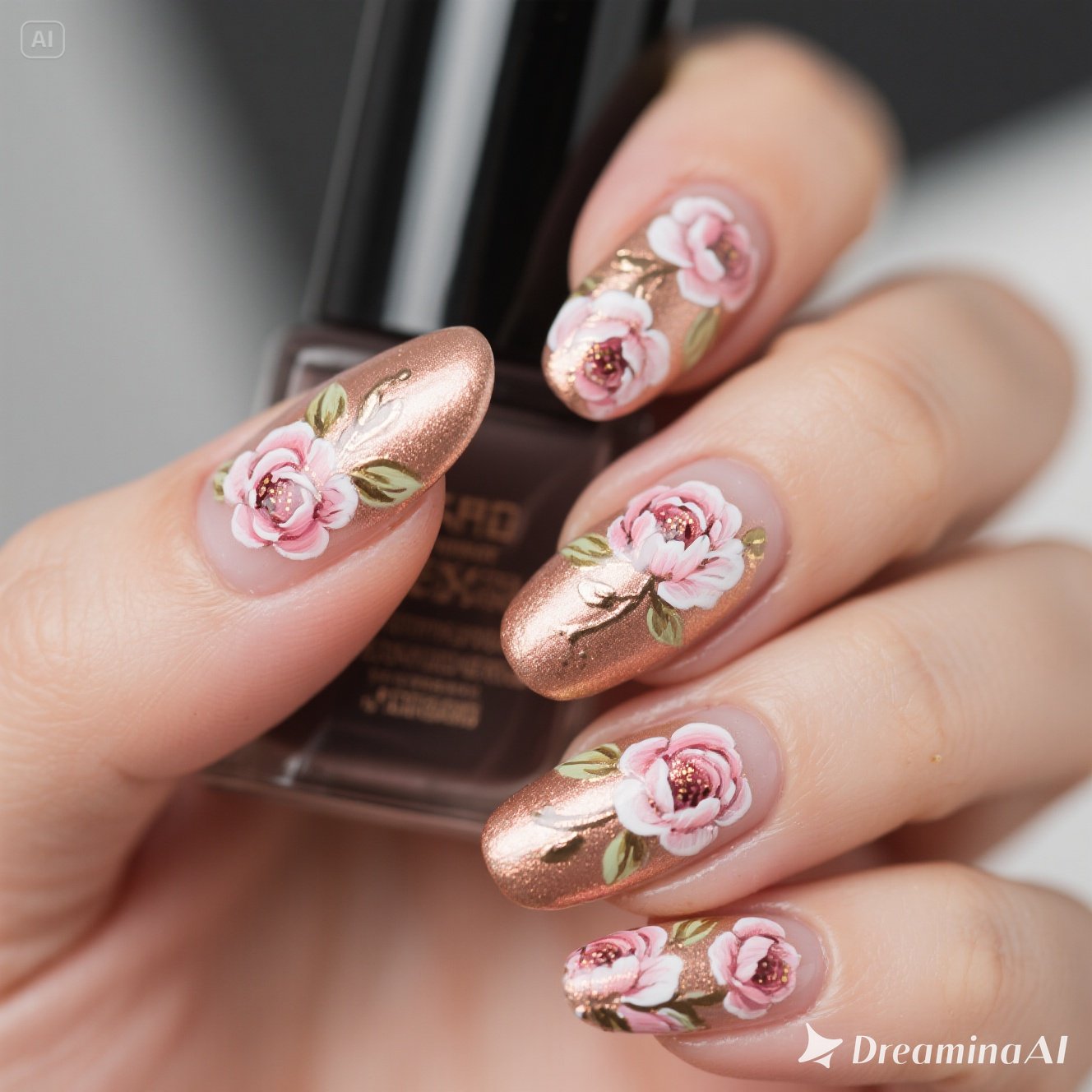 Floral Rose Gold Art