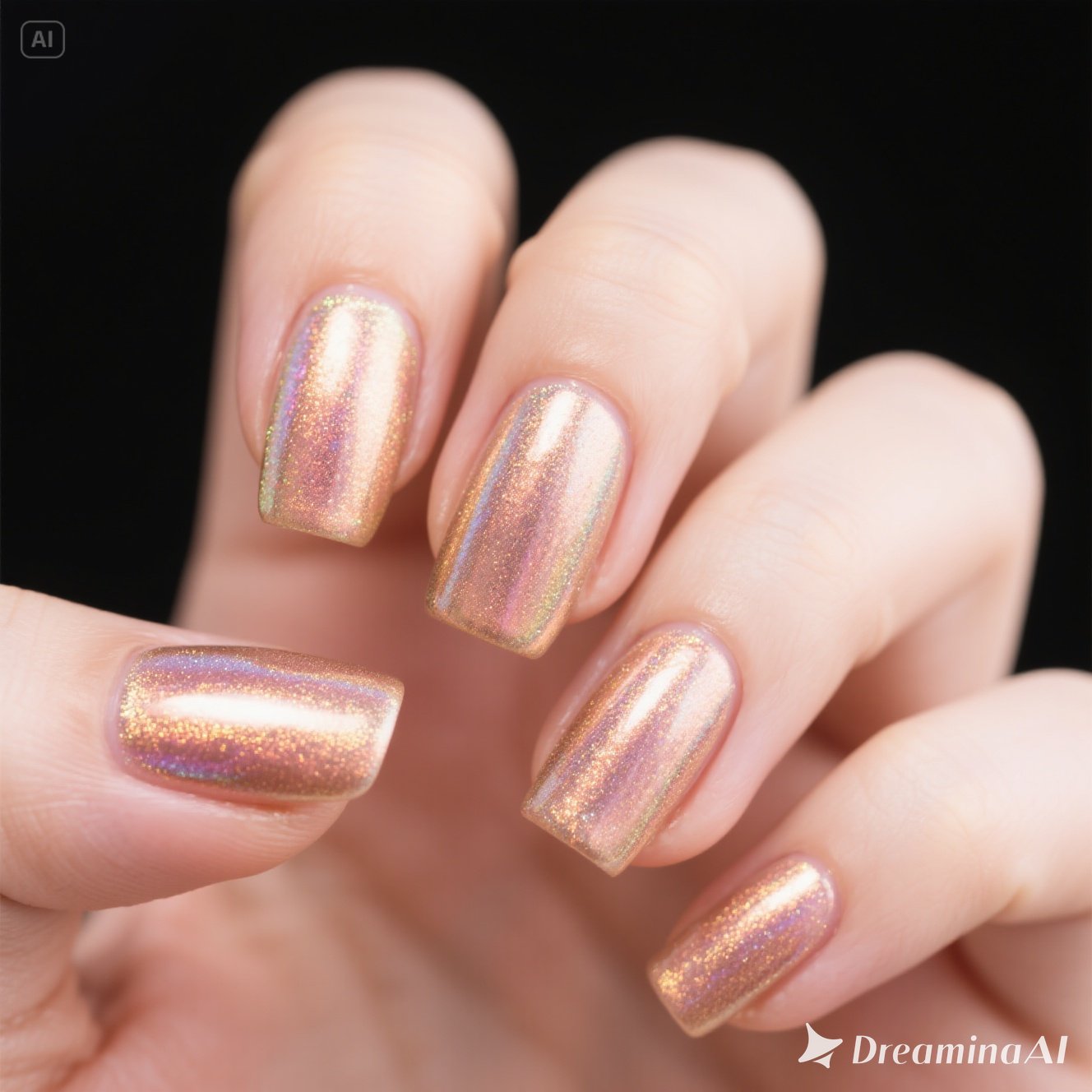 Holographic Rose Gold Nails