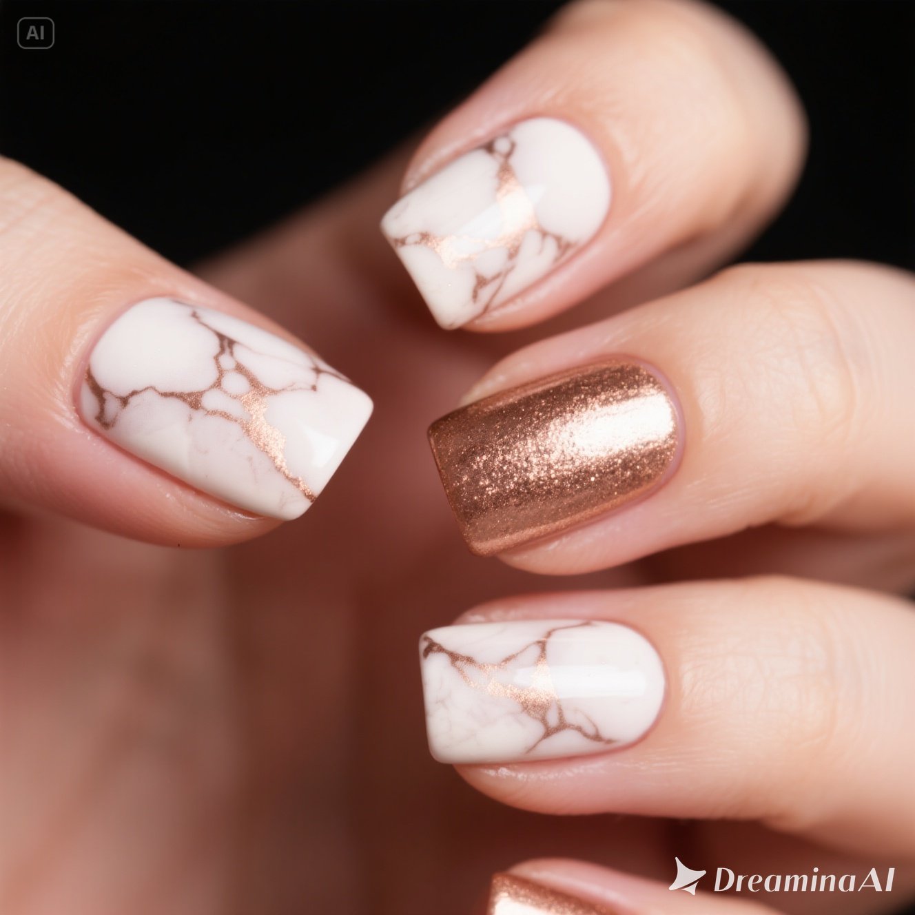 Marble Rose Gold Nails