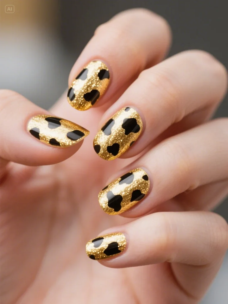 Gold Y2K Nails