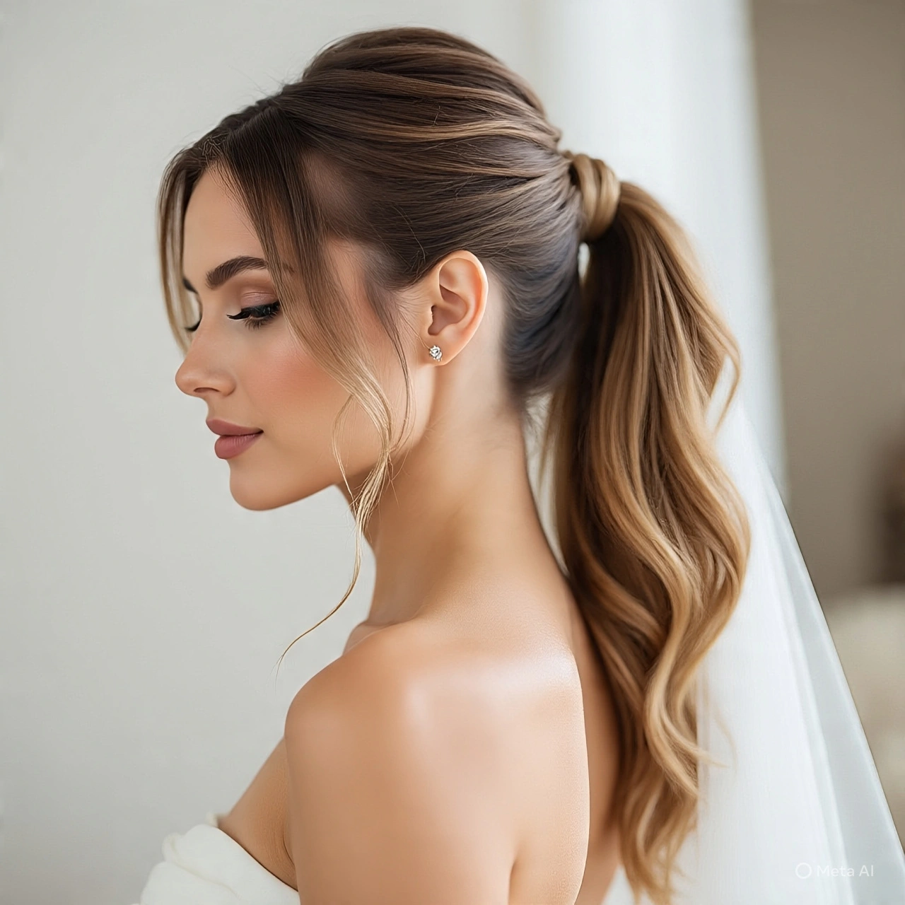 side swept low ponytail