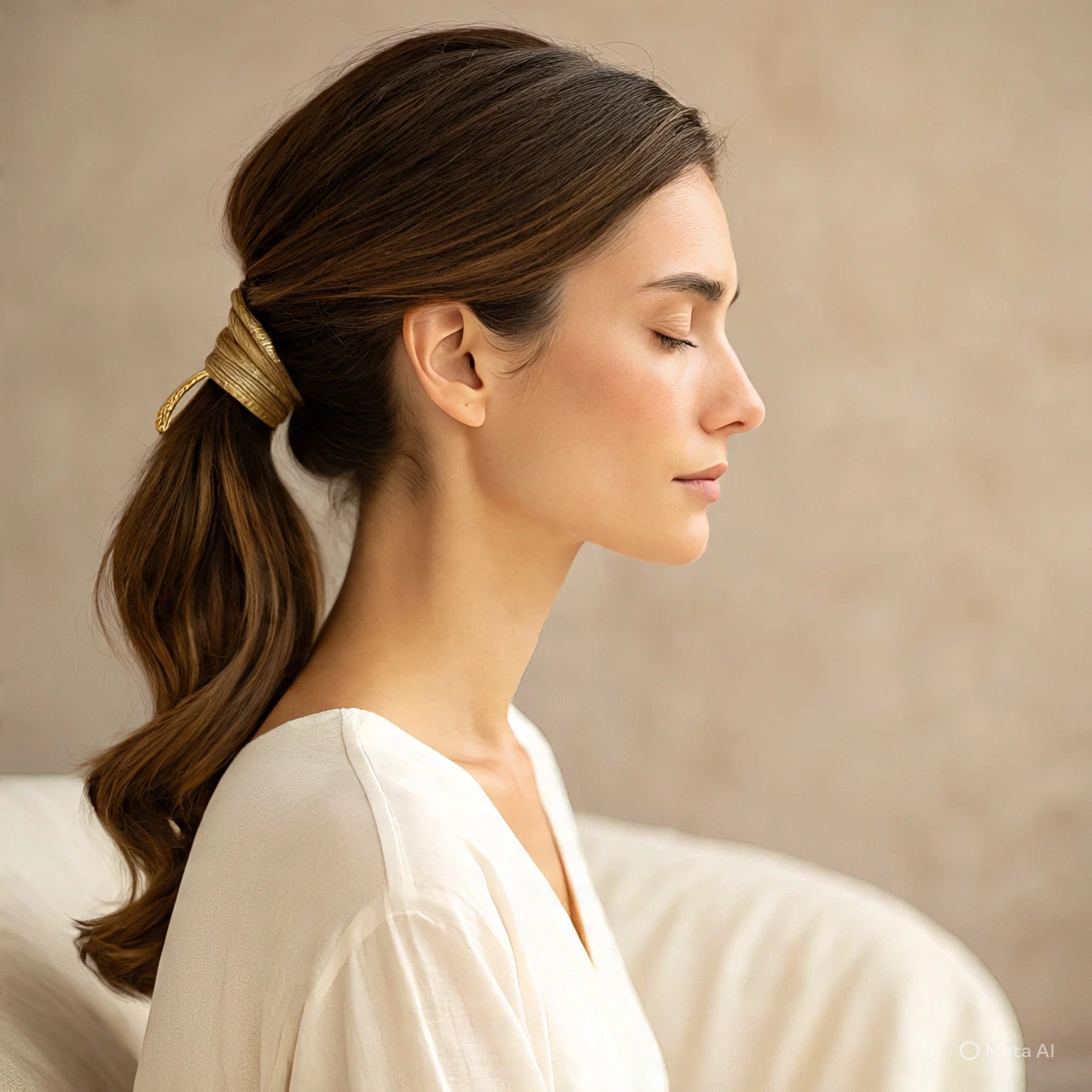 gold warped ponytail