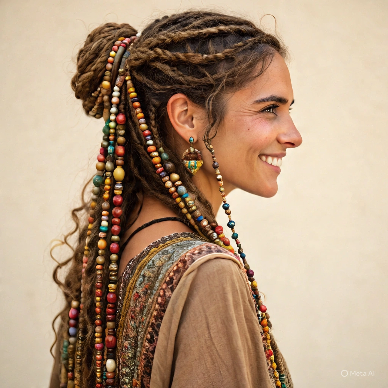  Gypsy Braided Bun with Beaded Ends