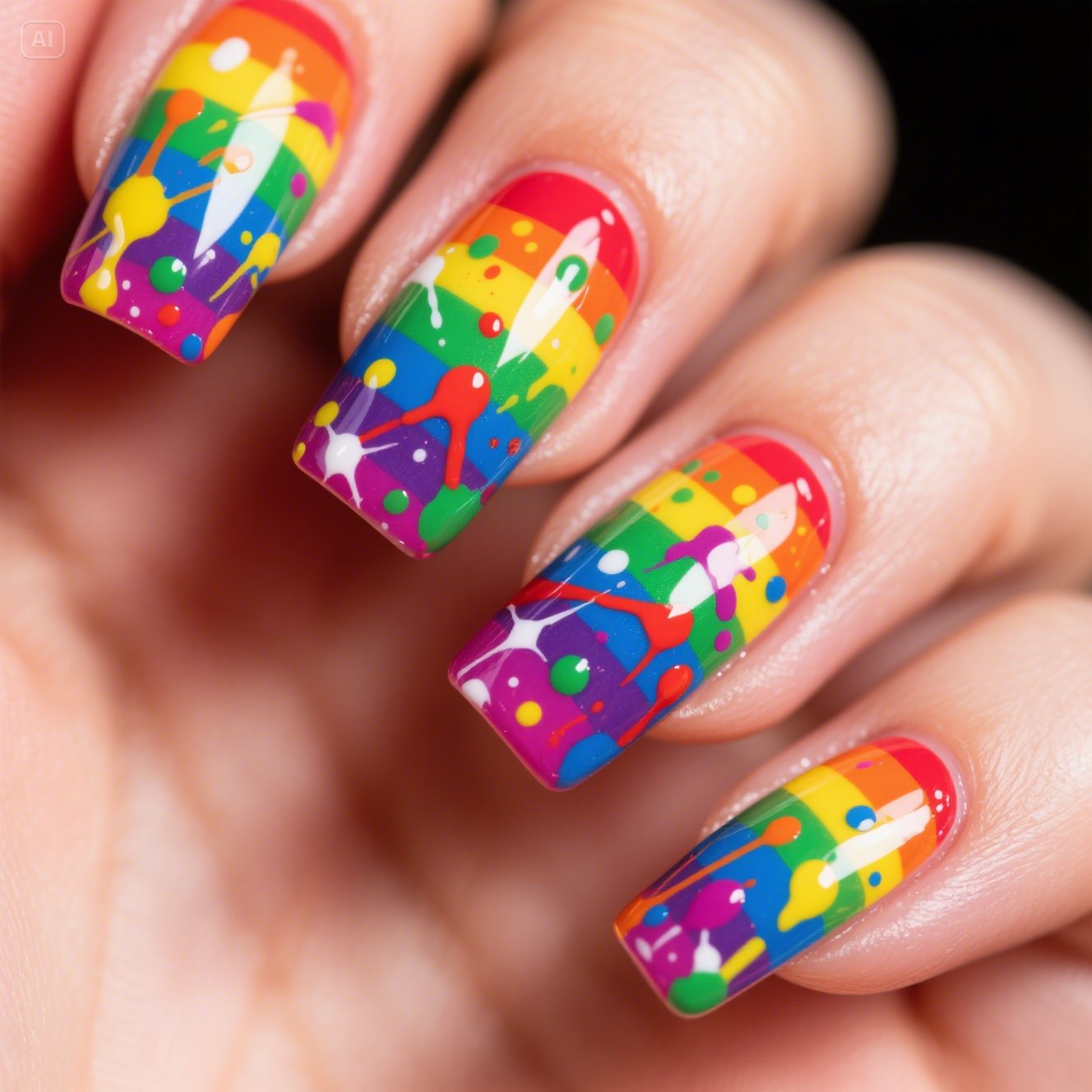 Radiant Rainbow Nails