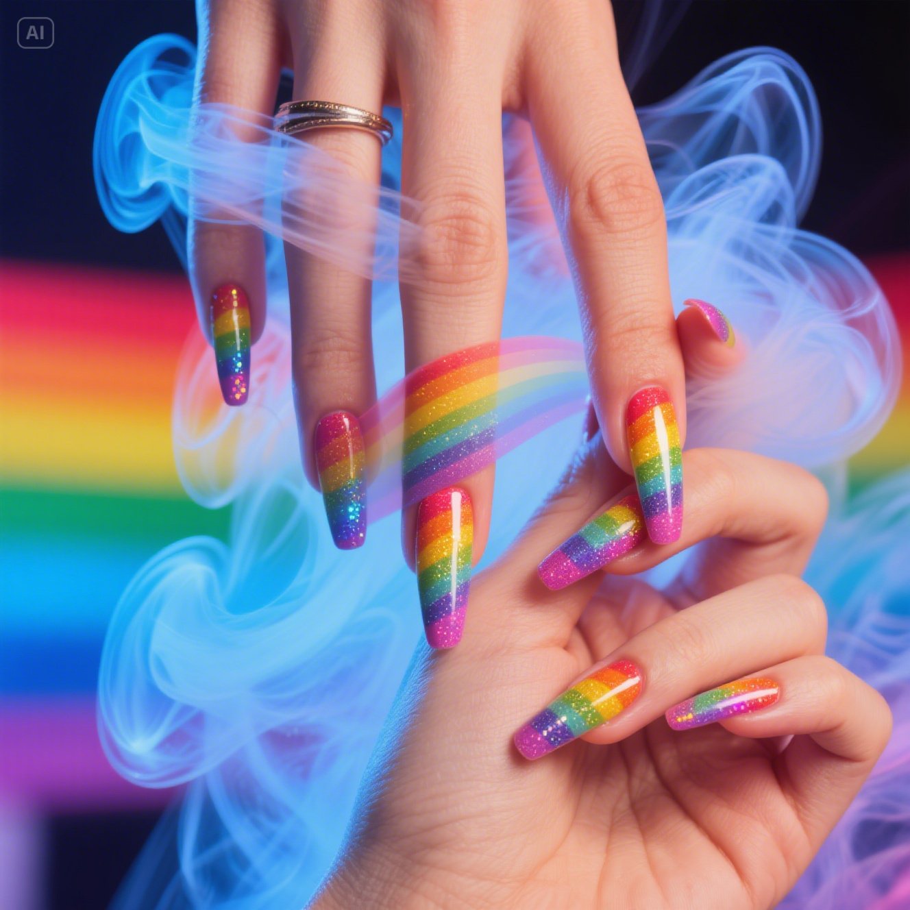 Radiant Rainbow Nails