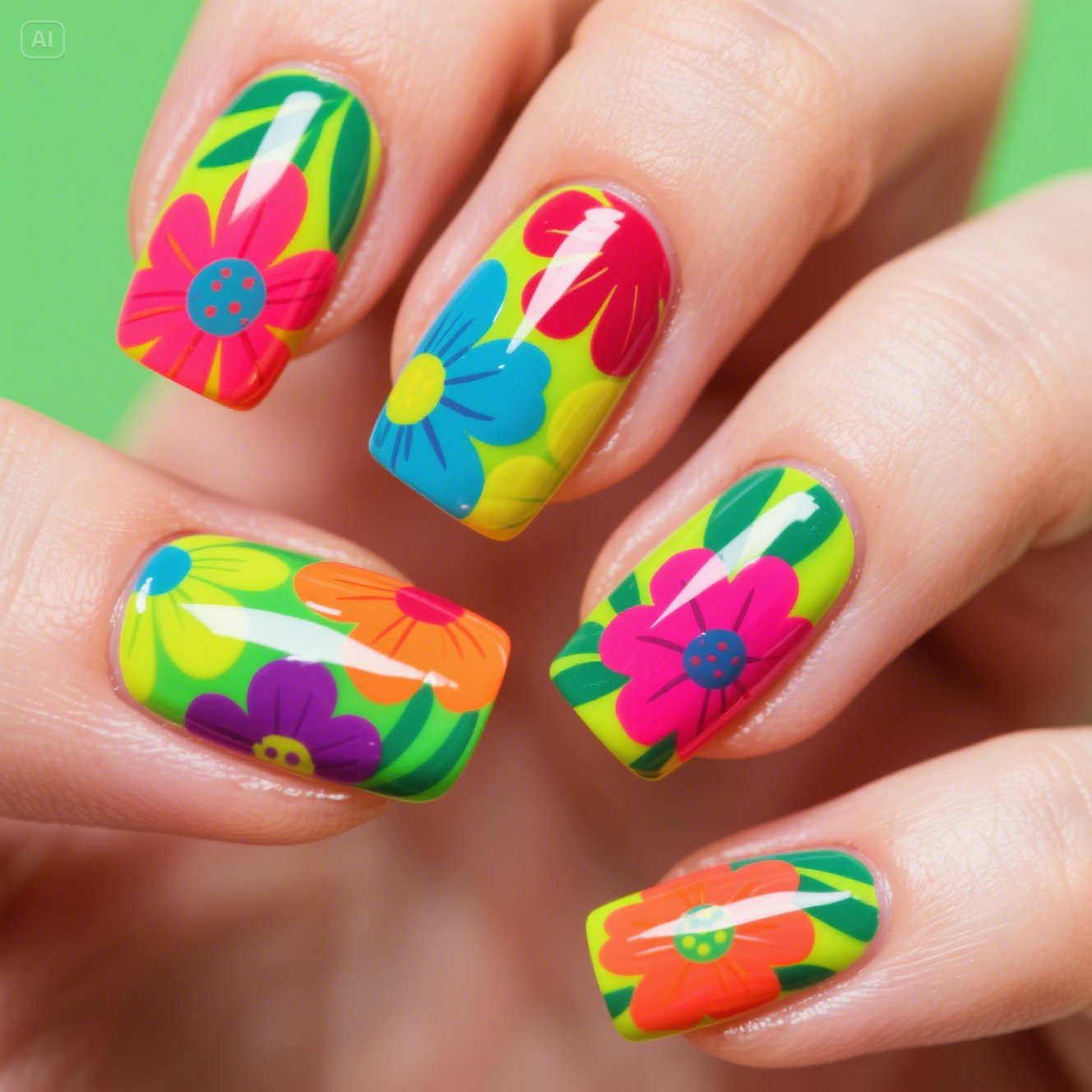 Bright Blossoms Nails