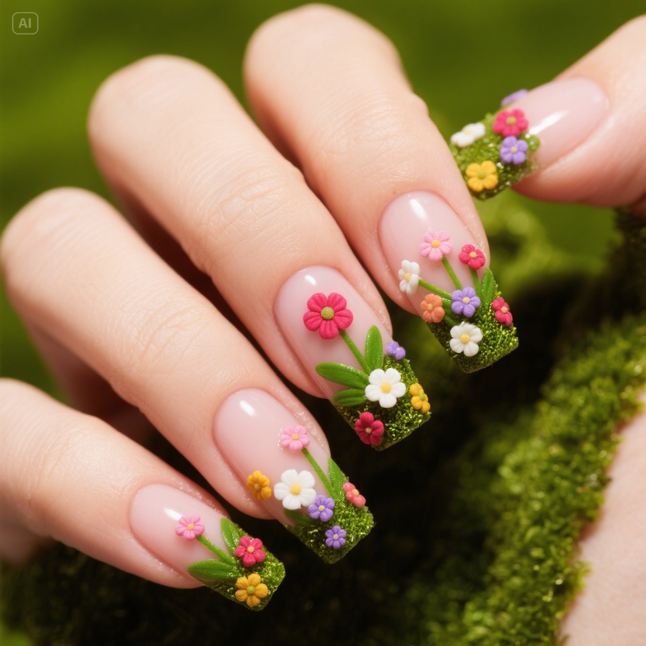 Bright Blossoms Nails