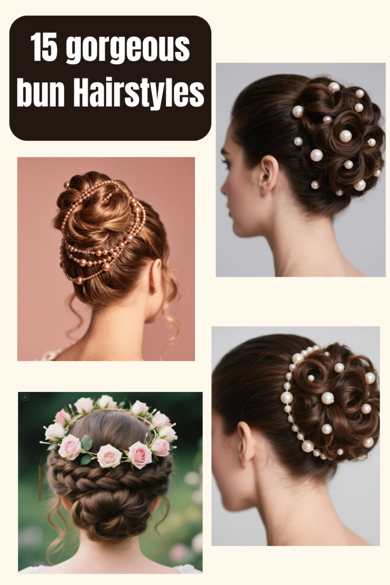 15 Gorgeous Bun hairstyles with Flowers & Beads for Every Occasion