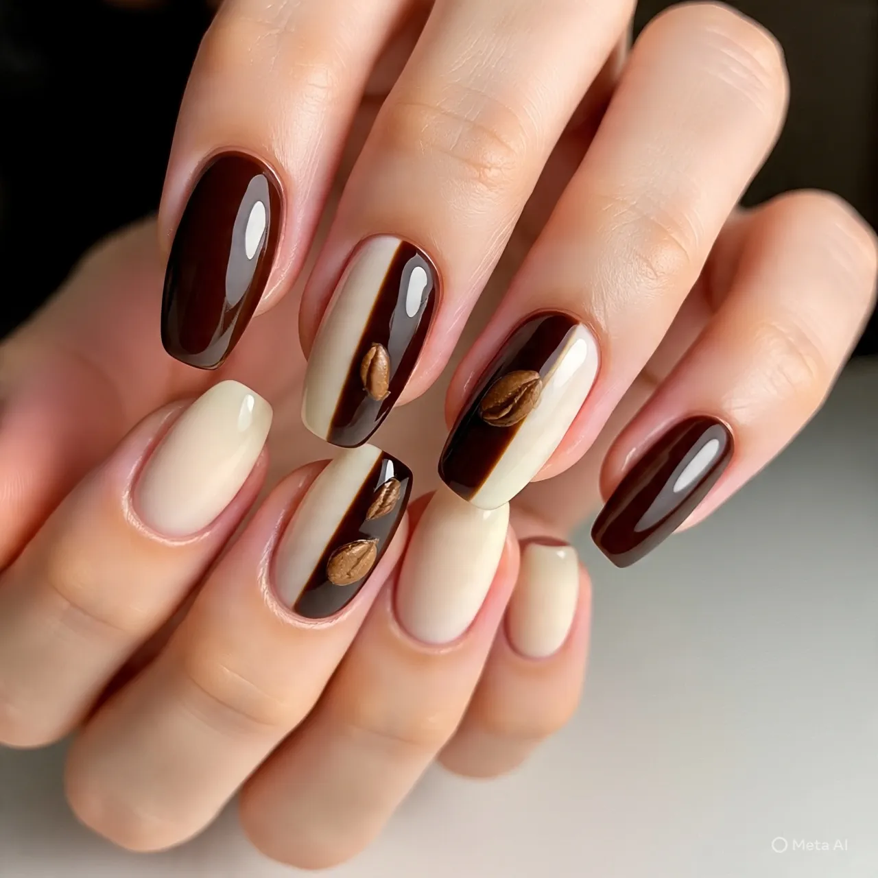 Latte Swirl Nails