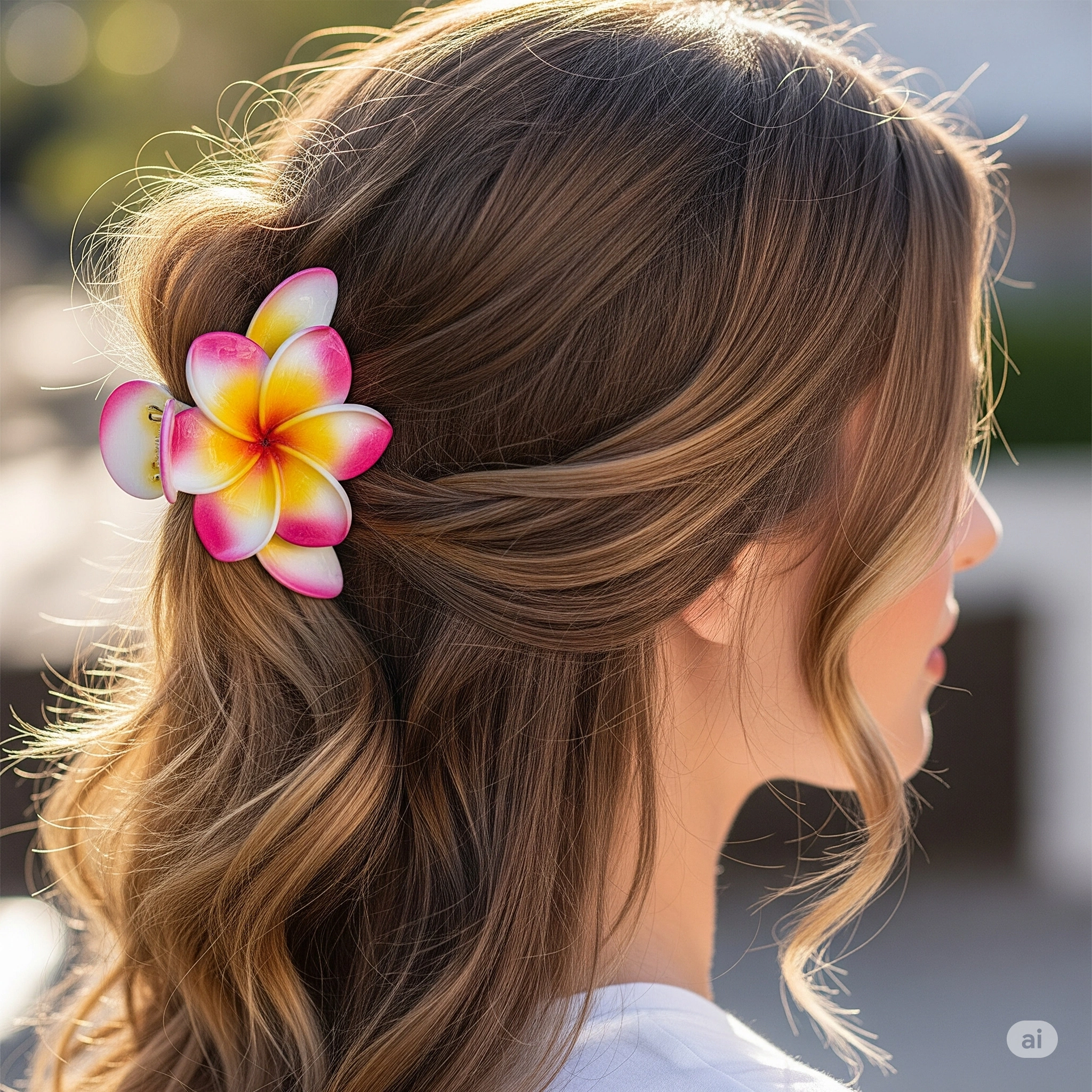plumeria claw clip hairstyle