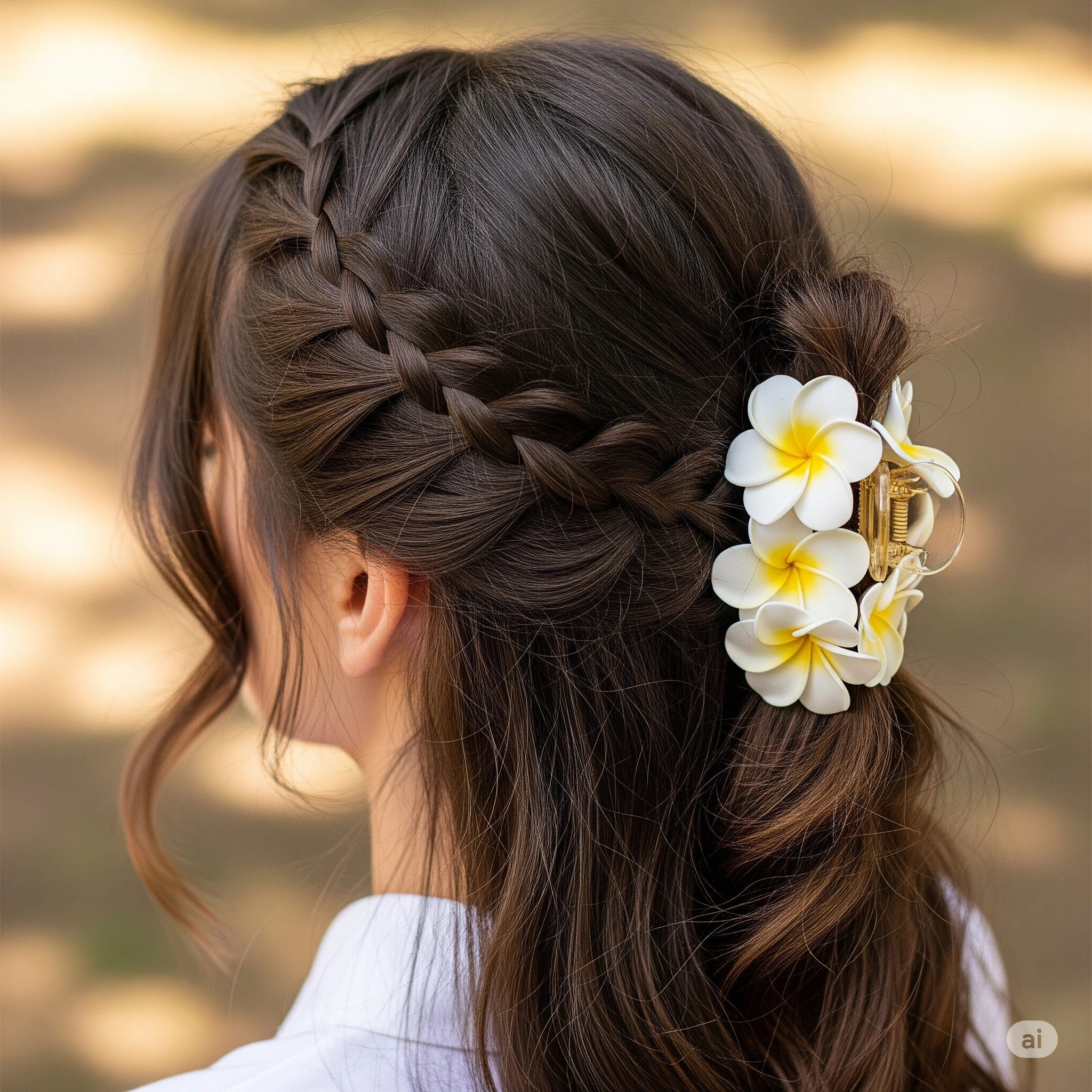 plumeria claw clip hairstyle