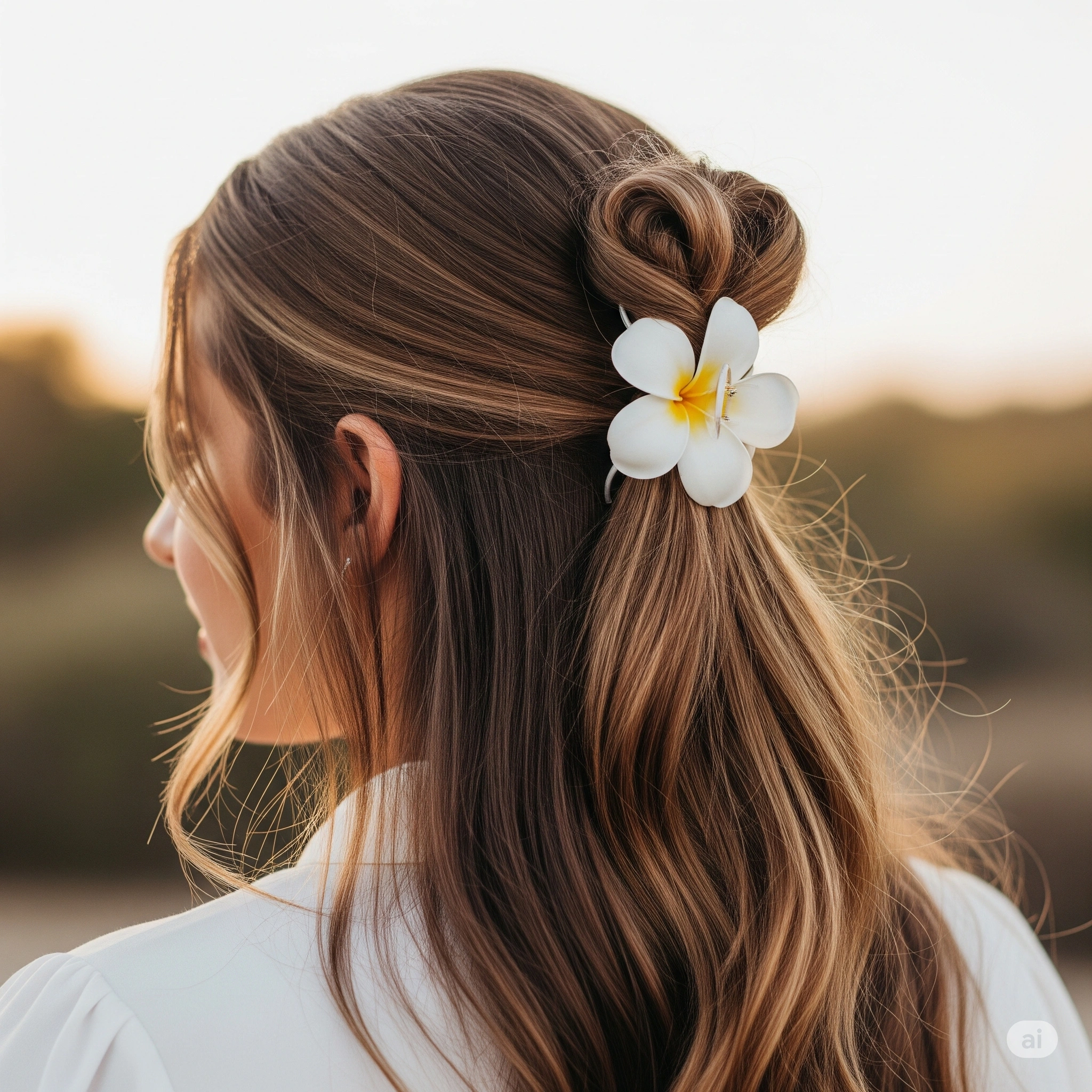 plumeria claw clip hairstyle