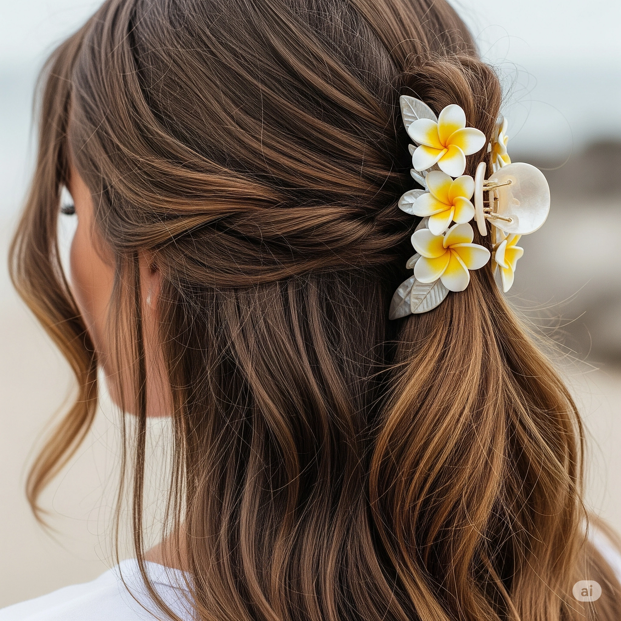 plumeria claw clip hairstyle