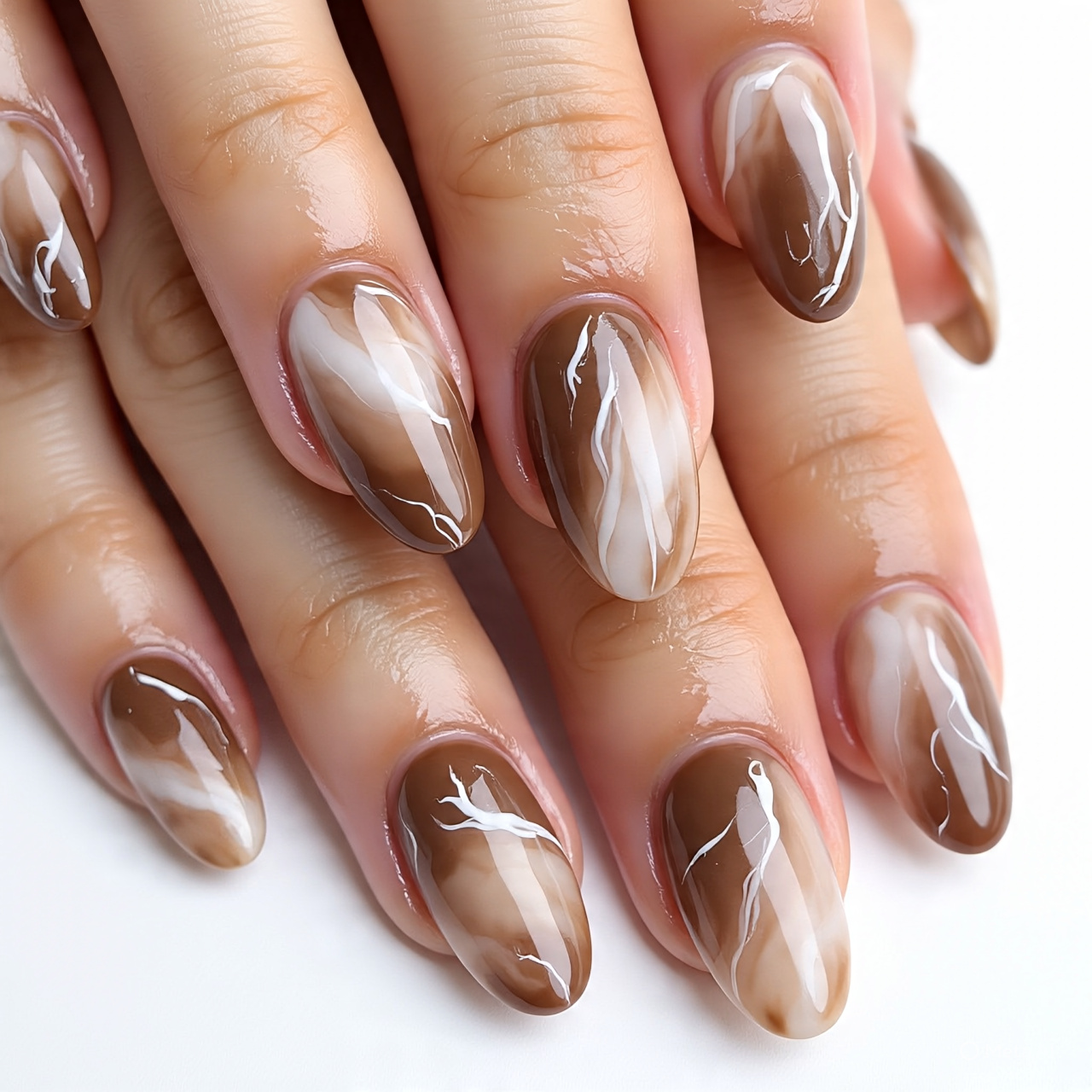 Latte Swirl Nails