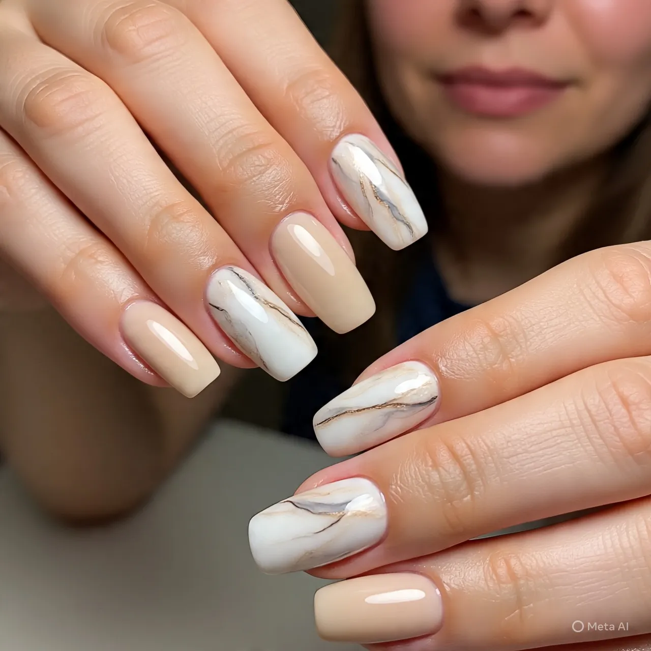 Latte Swirl Nails