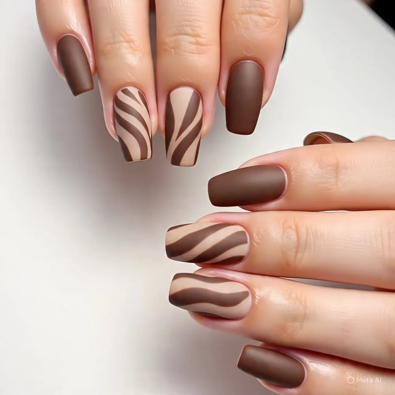 Latte Swirl Nails
