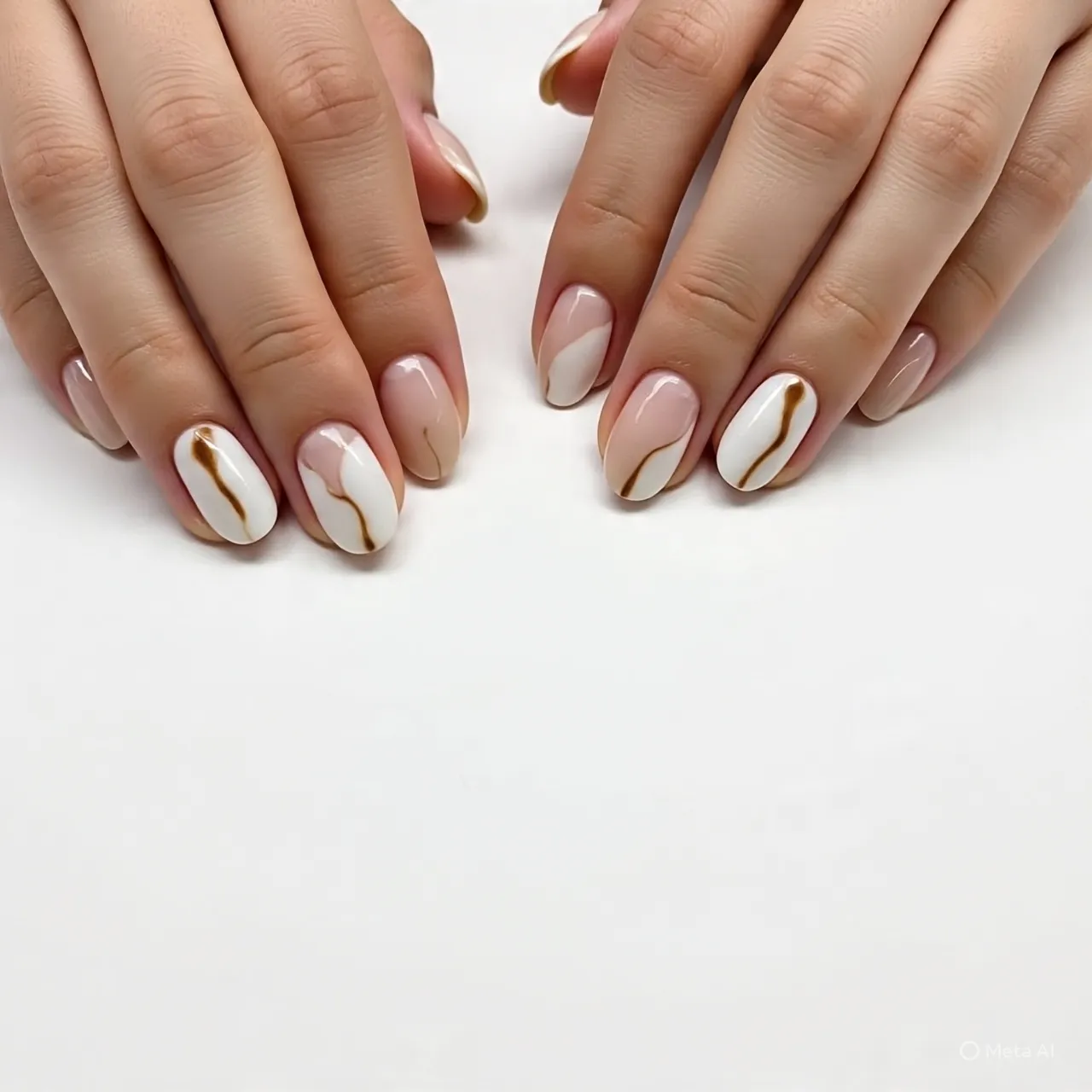 Latte Swirl Nails