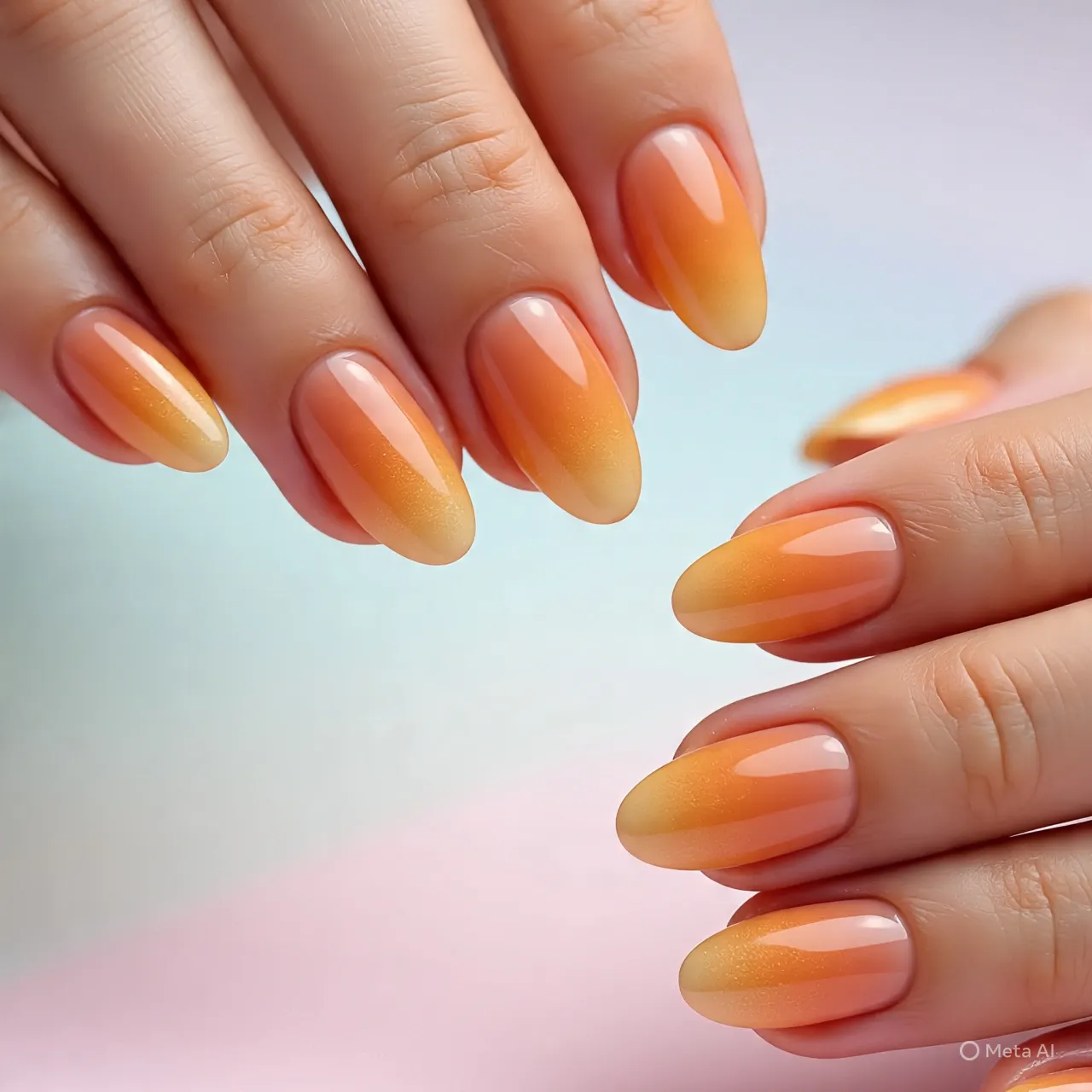 Ombre Pink and Orange Nails