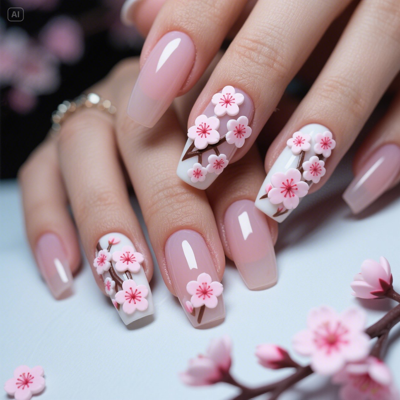 Cherry Blossom Nails