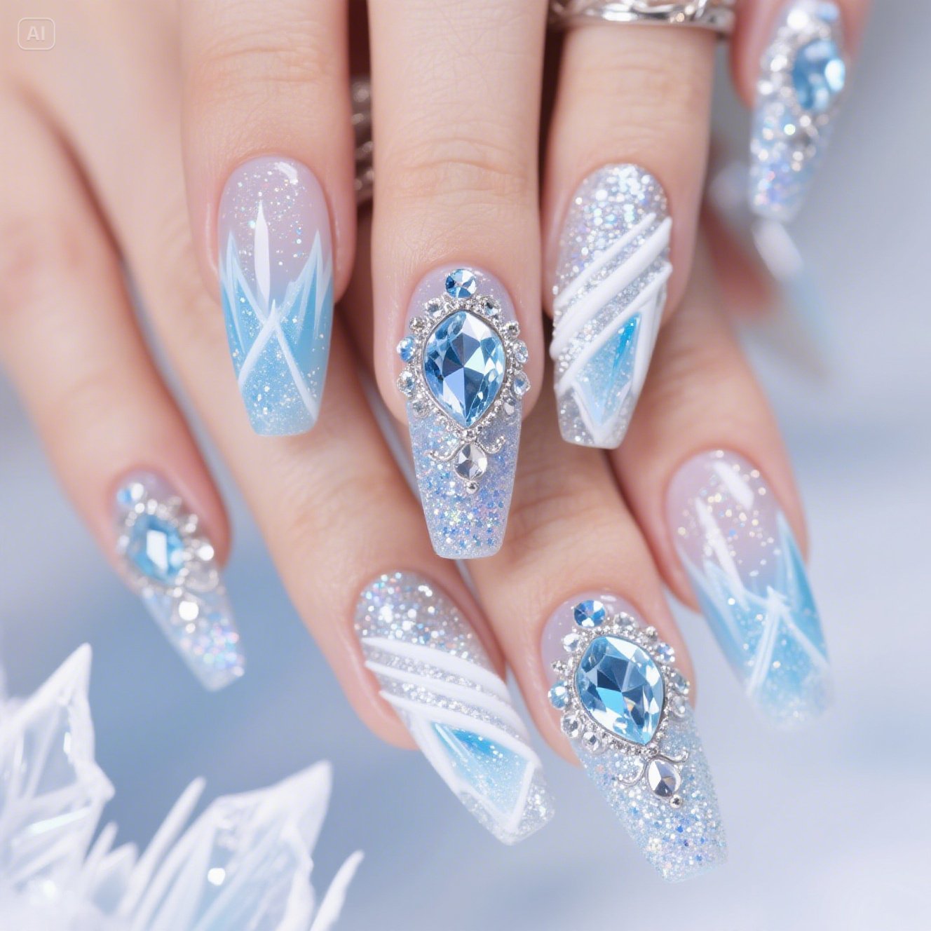Blue Aura Nails