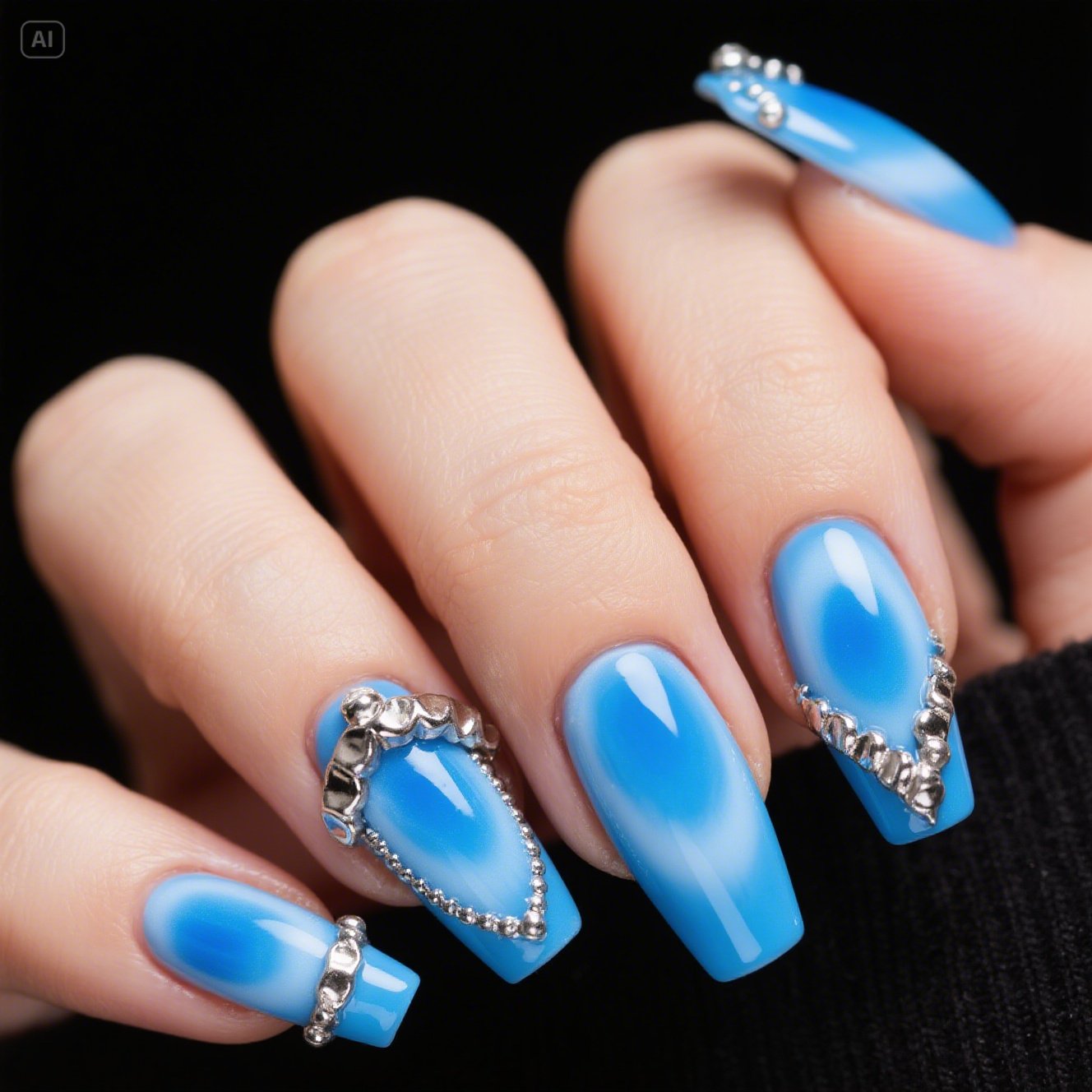 Blue Aura Nails