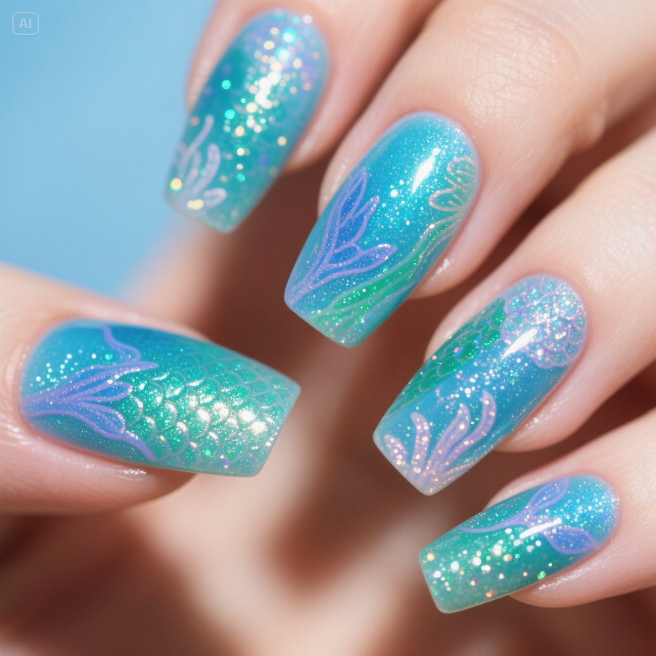 Blue Aura Nails
