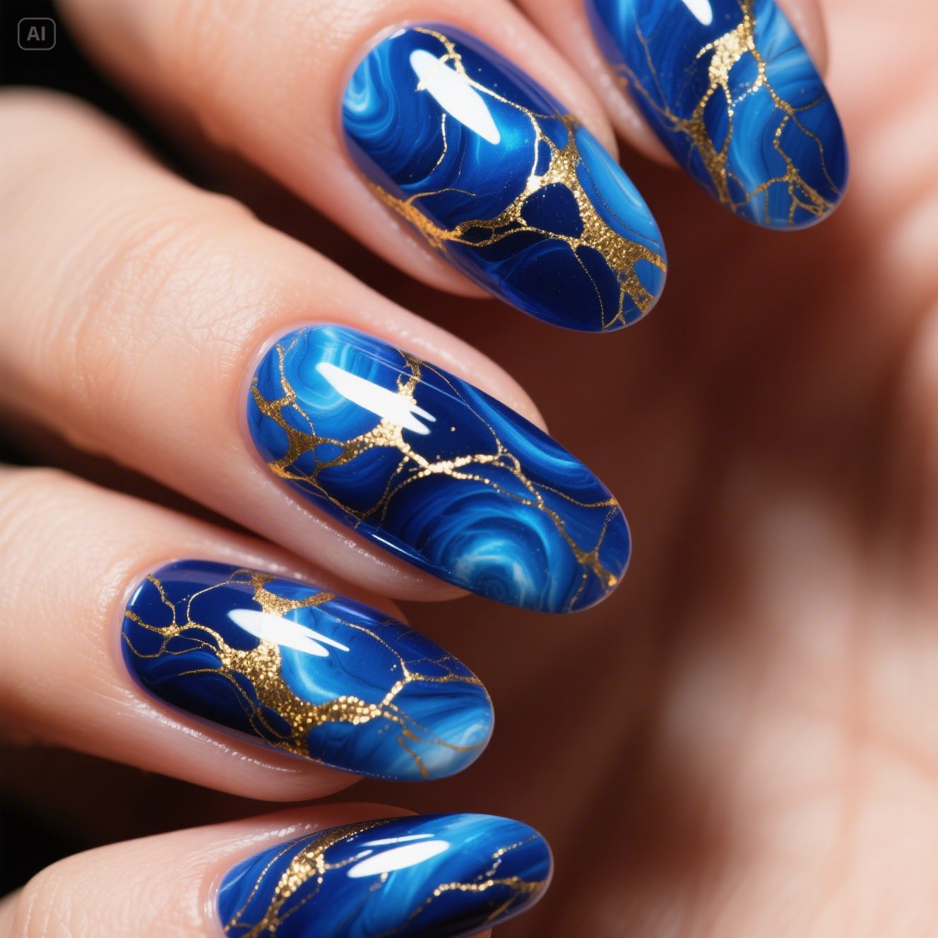 Blue Aura Nails