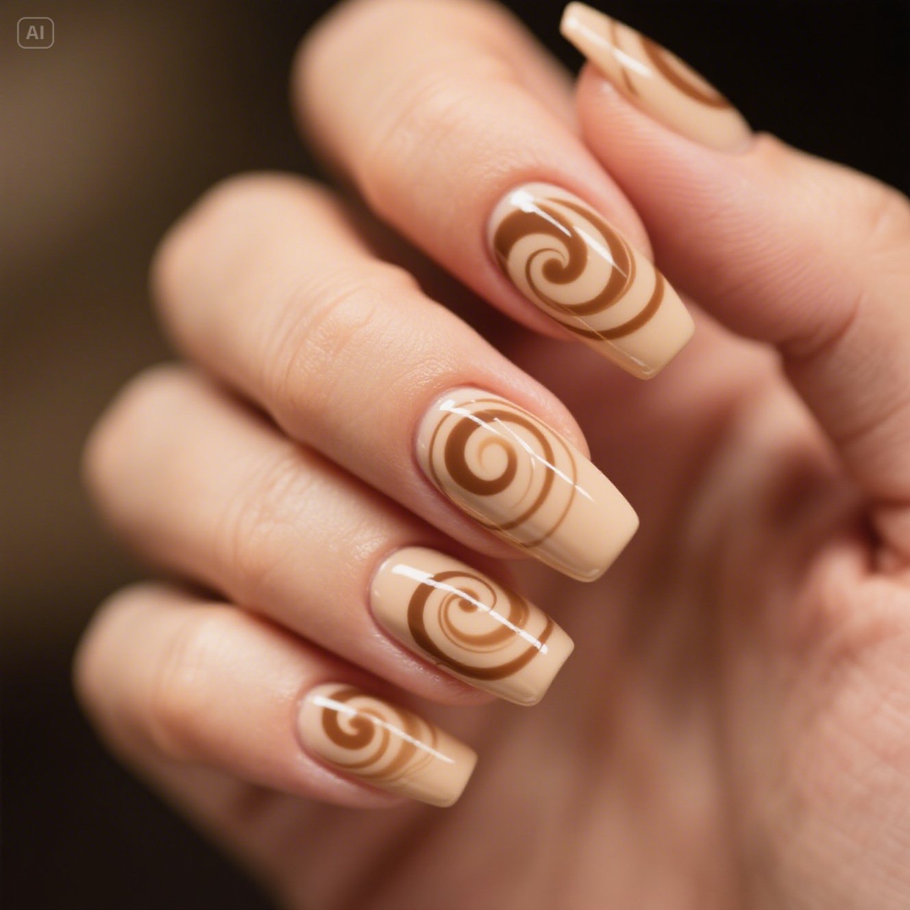 Latte Swirl Nails