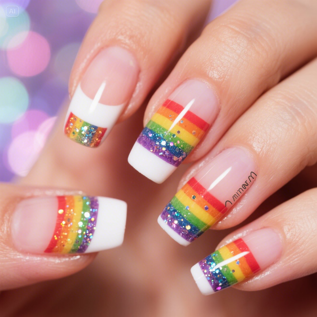 Rainbow Glitter Nails
