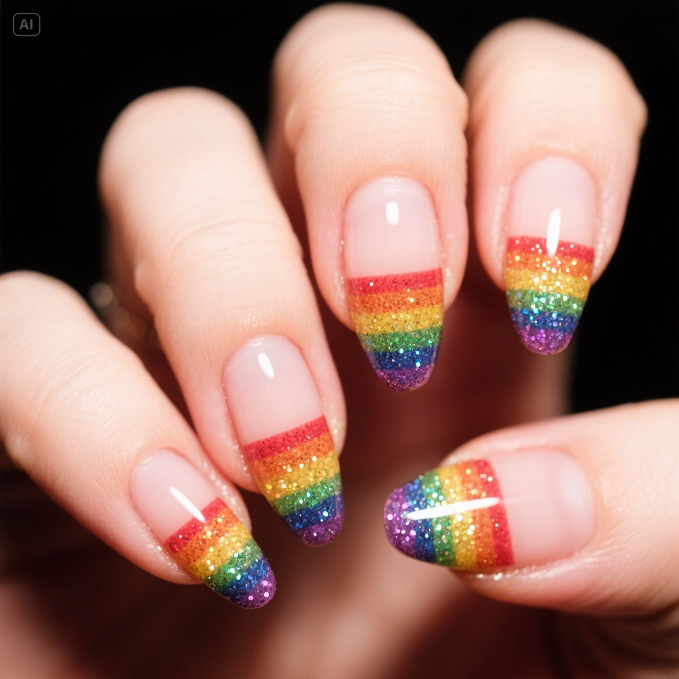 Rainbow Glitter Nails