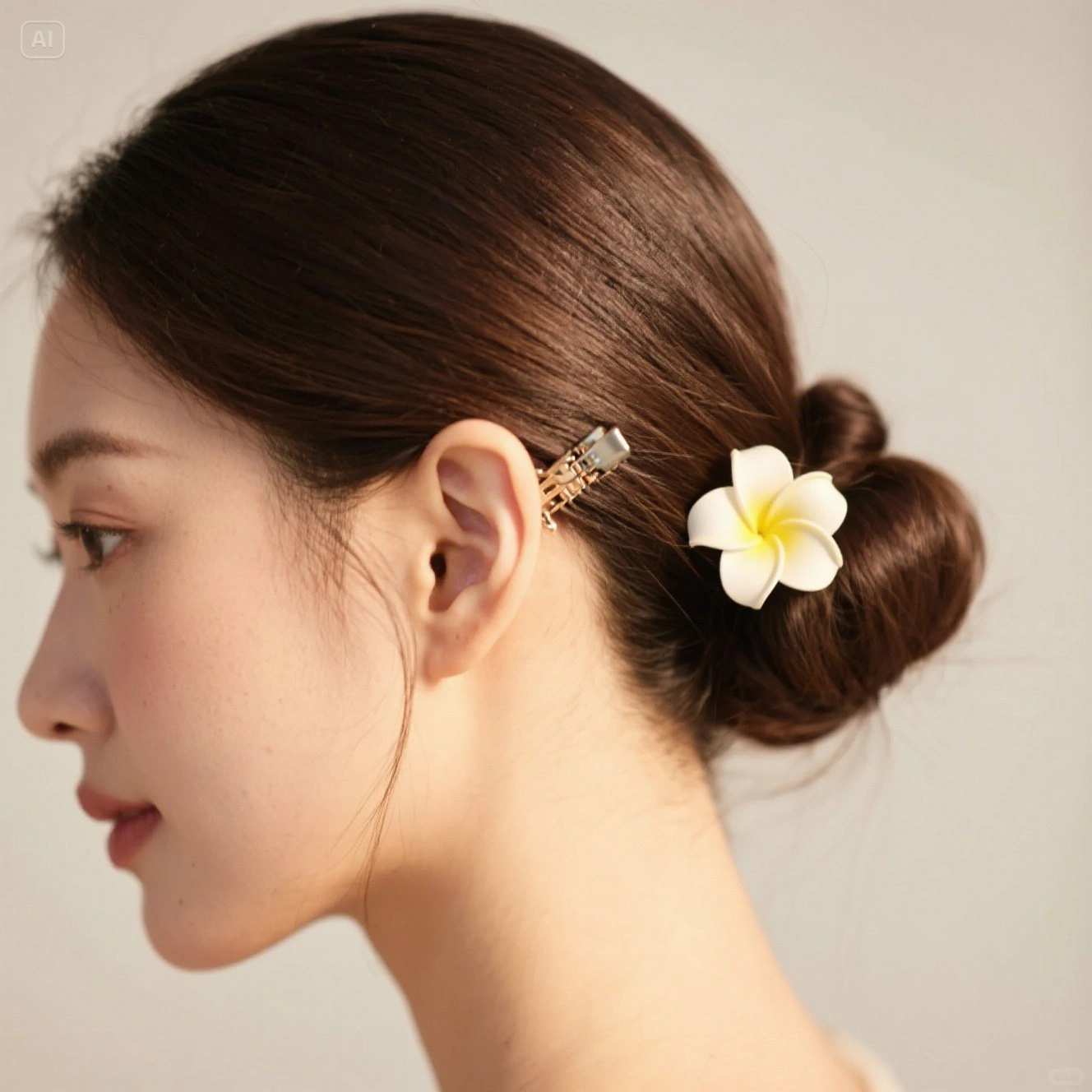 plumeria claw clip hairstyle