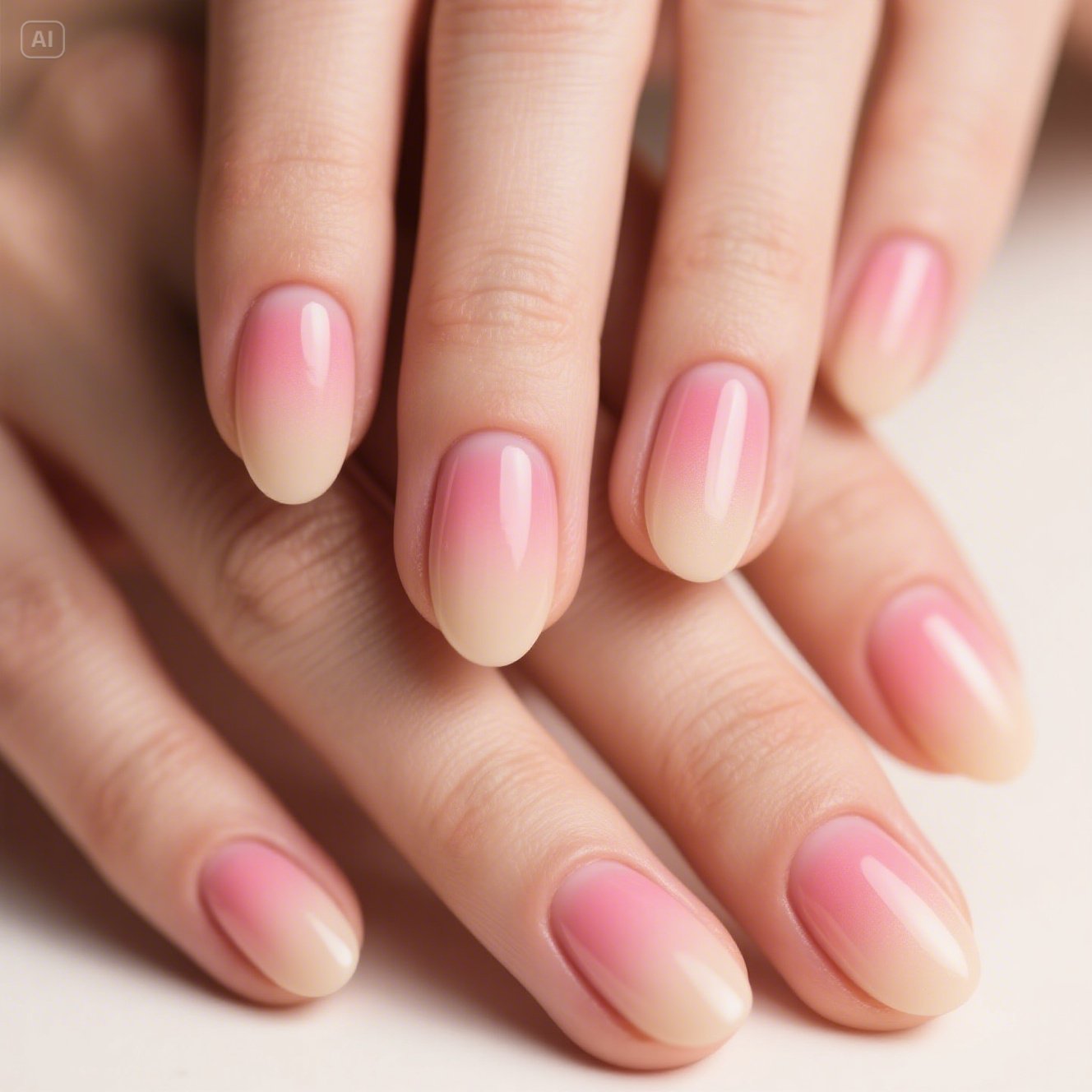 Neutral Pink Ombre Nails