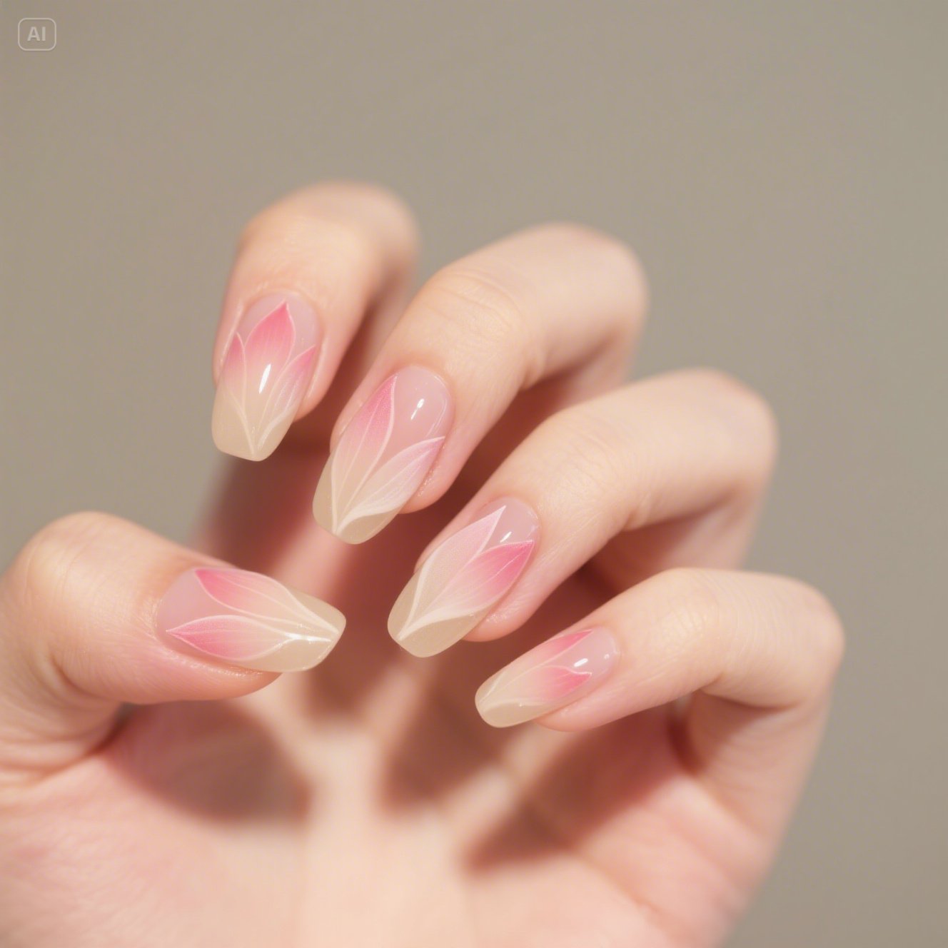 Neutral Pink Ombre Nails