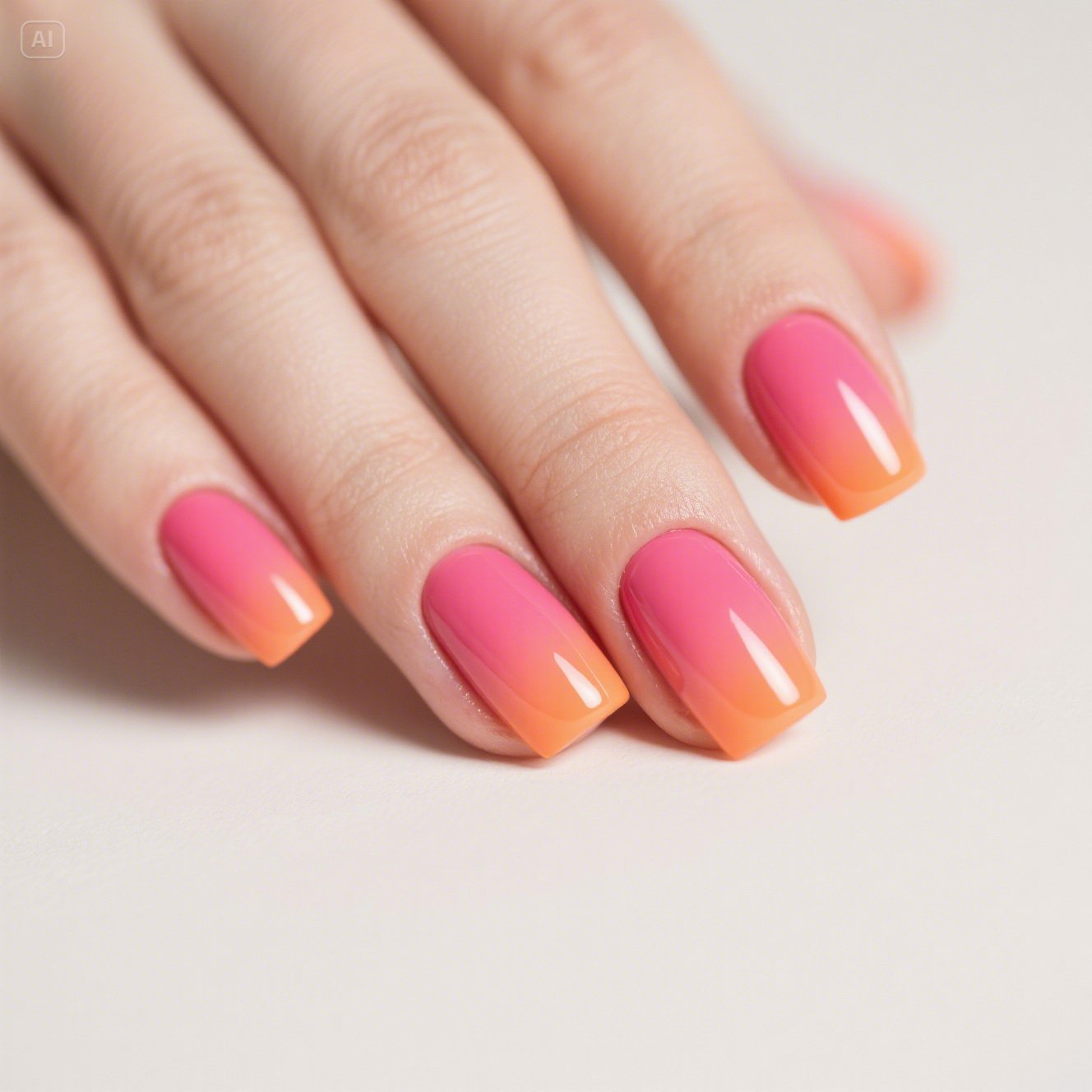 Ombre Pink and Orange Nails