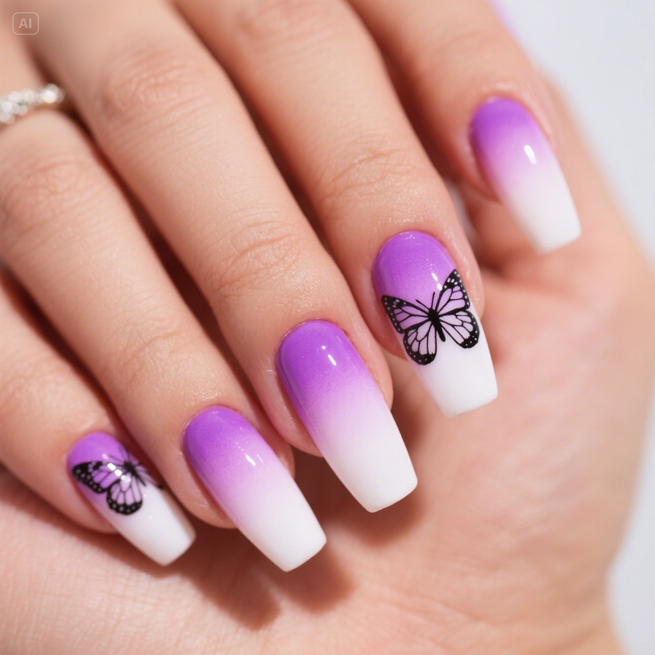 Ombre Pink and Orange Nails