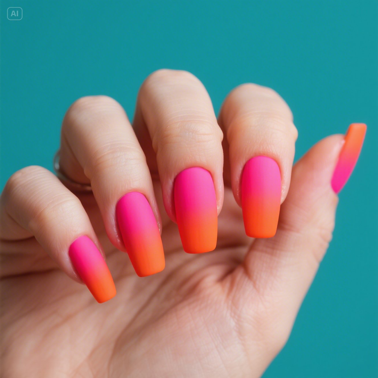 Ombre Pink and Orange Nails
