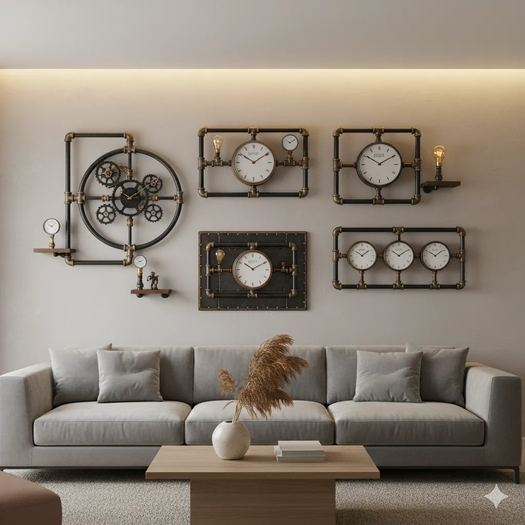 Industrial Pipe-Inspired Clocks