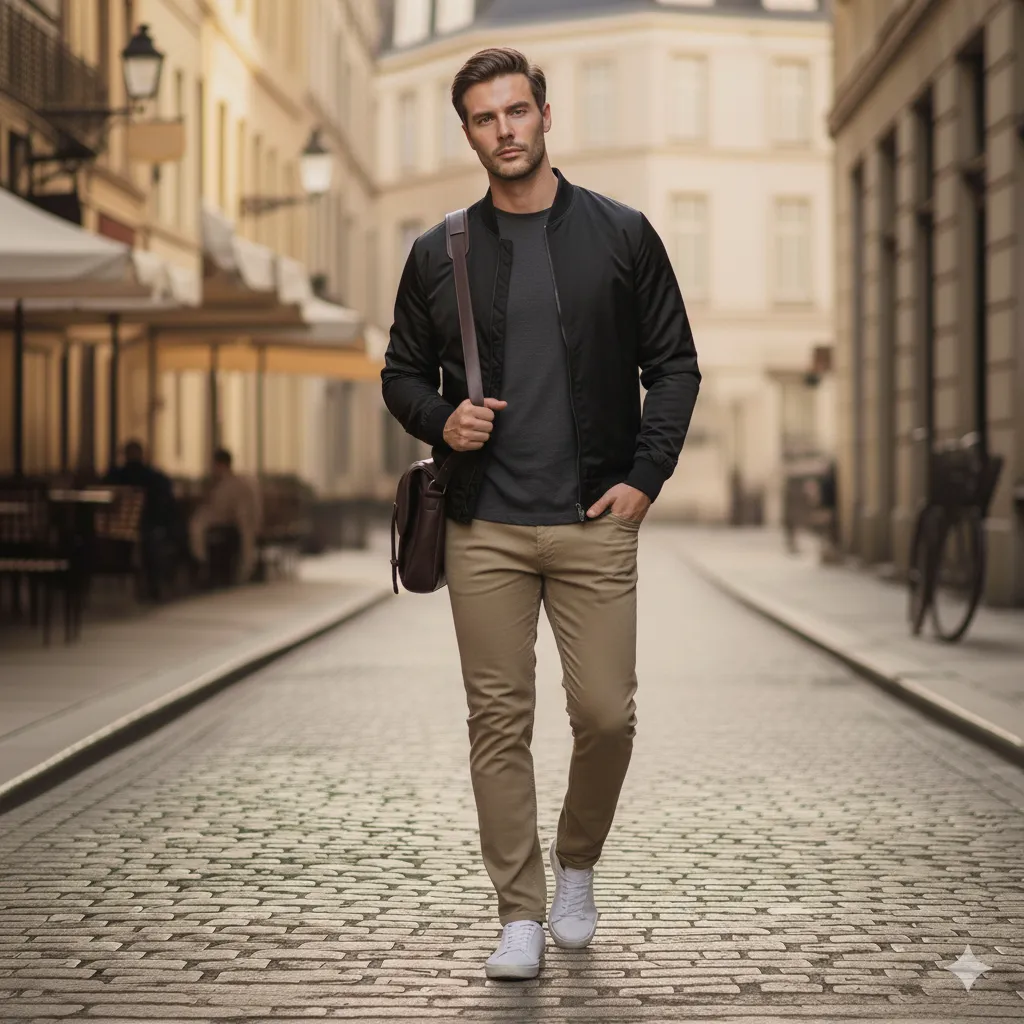 Bomber Jacket with Slim Pants