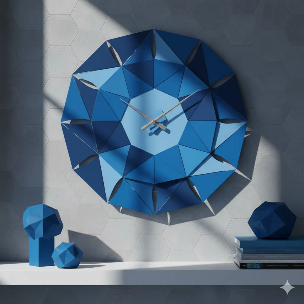 Geometric Blue Clock