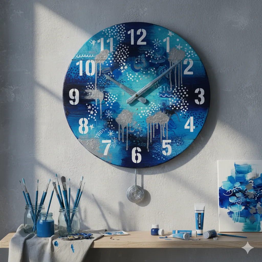 DIY Painted Blue Clock